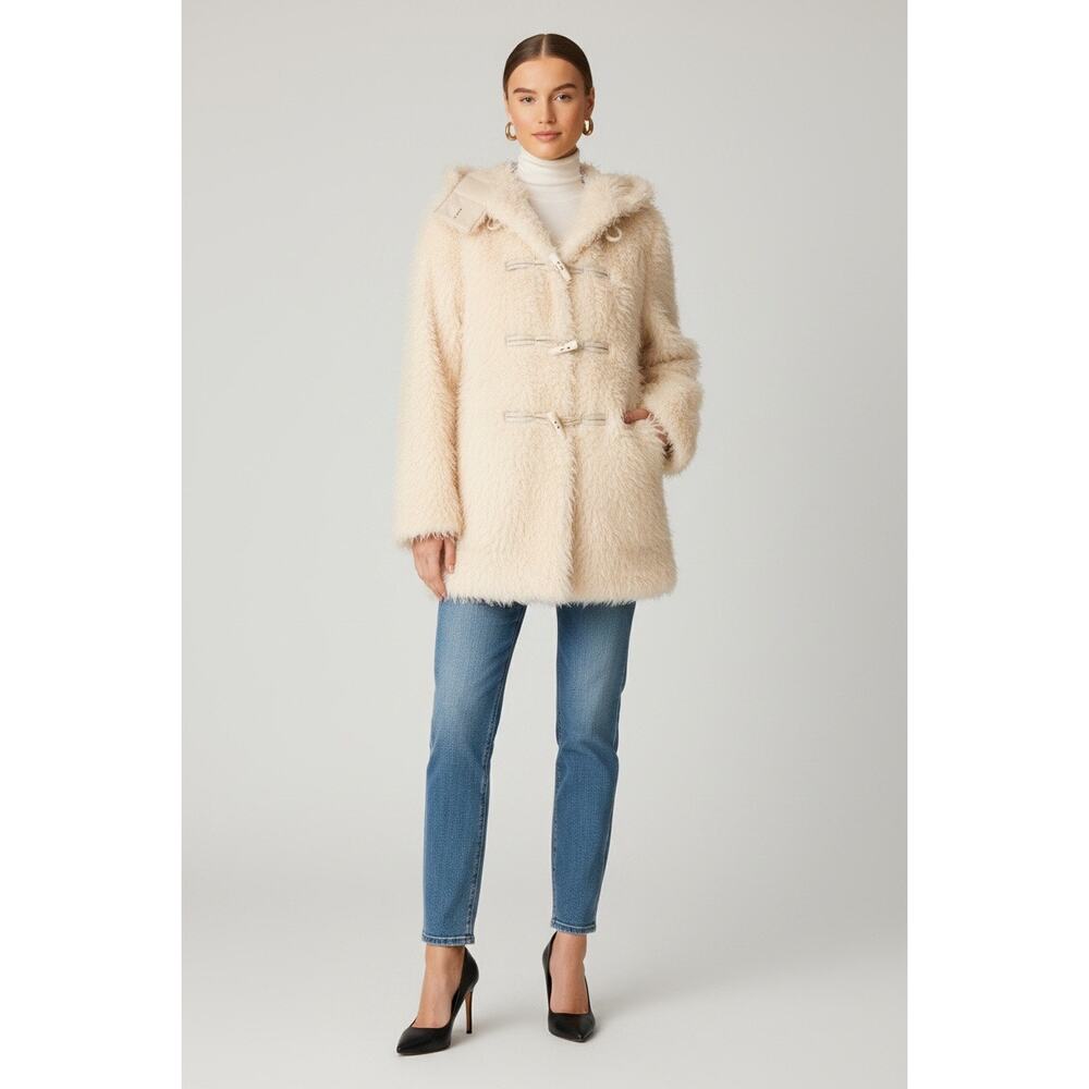 A.L.C. Faux Shearling Winston Hooded Toggle Closure Coat Cream Size XS NWT - Picture 2 of 15